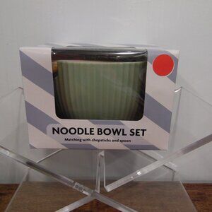 Noodle Bowl Set Matching With Chopsticks & Spoon Green